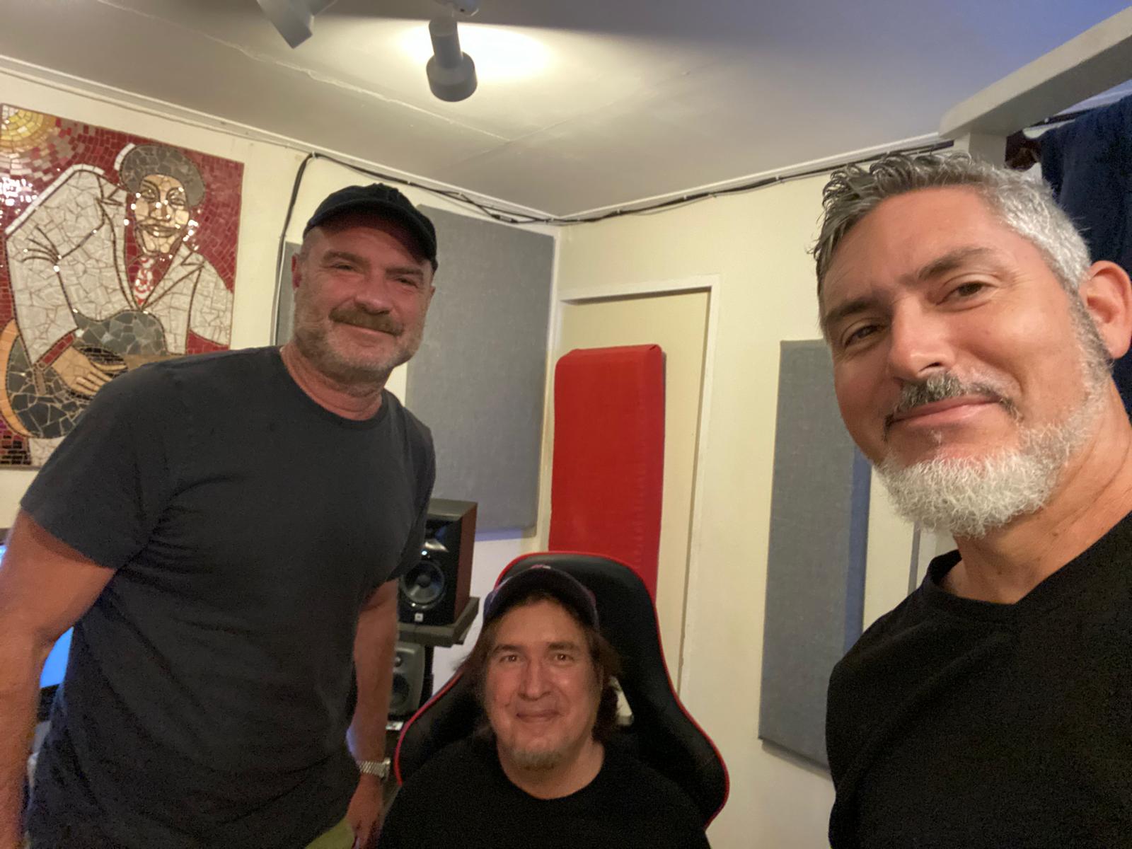 Liev Schreiber, Brian and JJ at Shoestring Studios